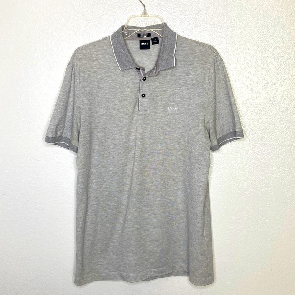 Boss Hugo Boss Regular Fit Heather Grey Short Sleeve Polo M